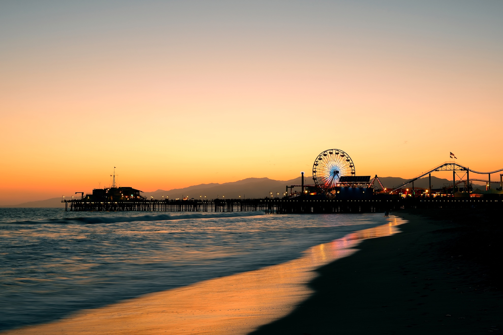 Santa Monica Pier on the Southern California coastline in Los Angeles