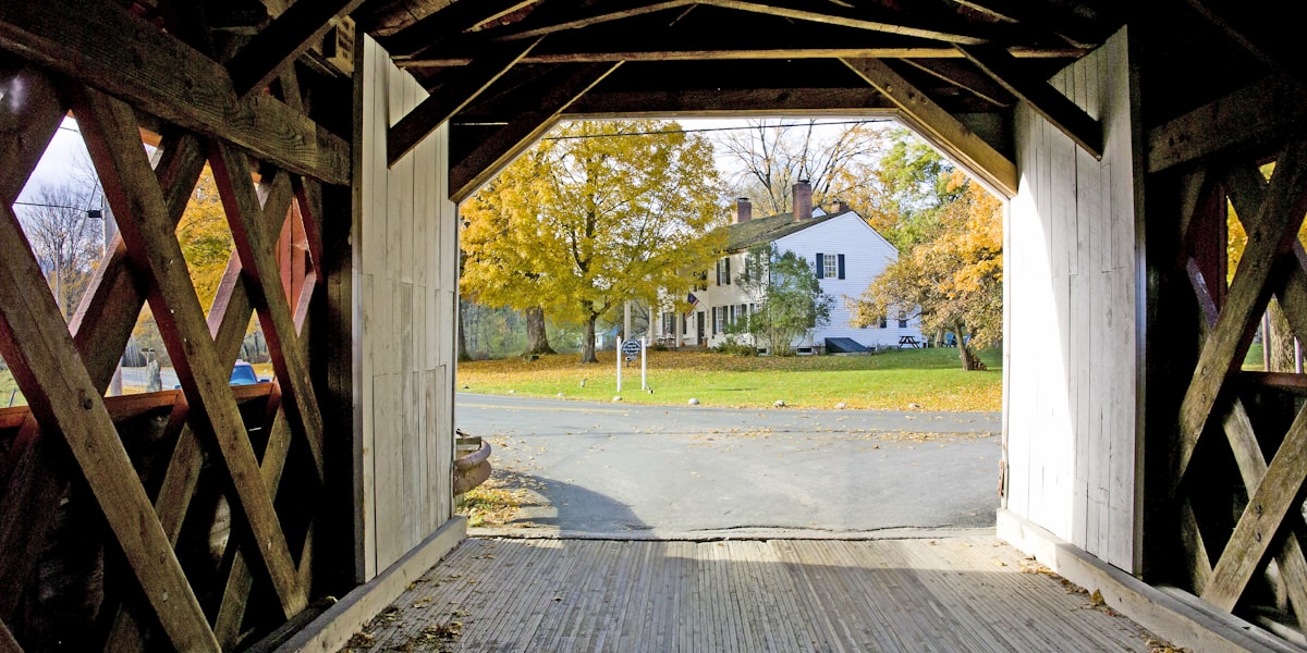 Vermont covered bridge in autumn