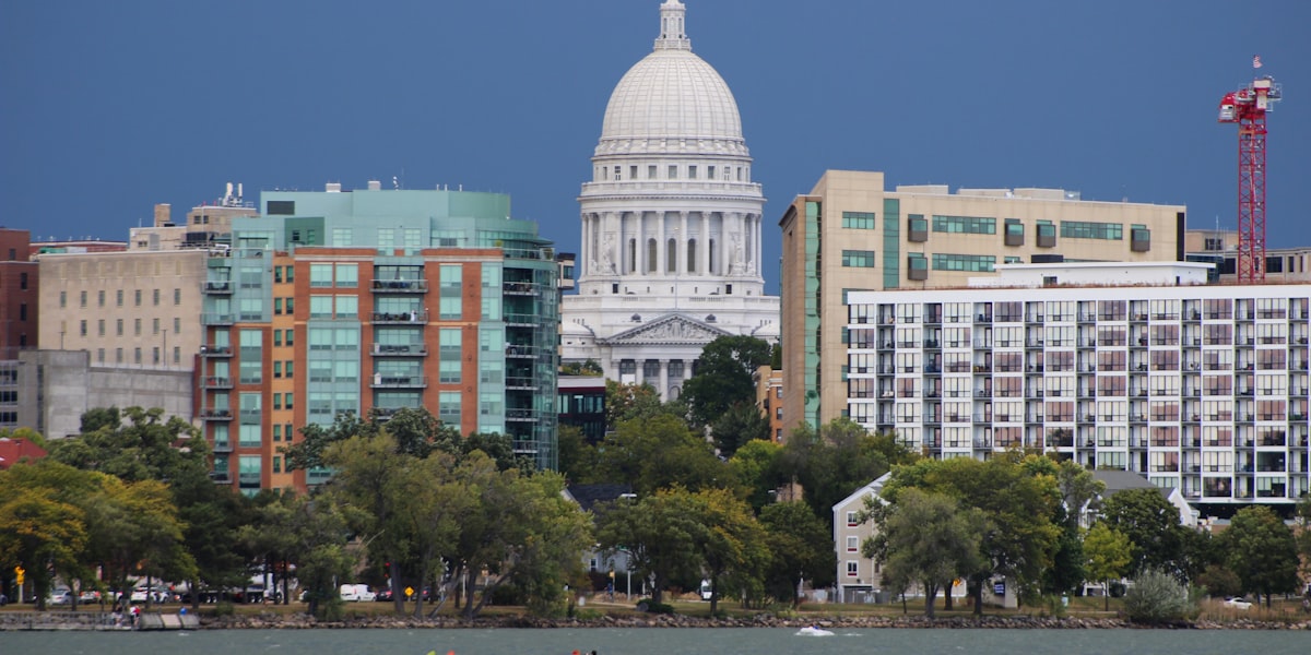 Madison, Wisconsin Capitol and lake